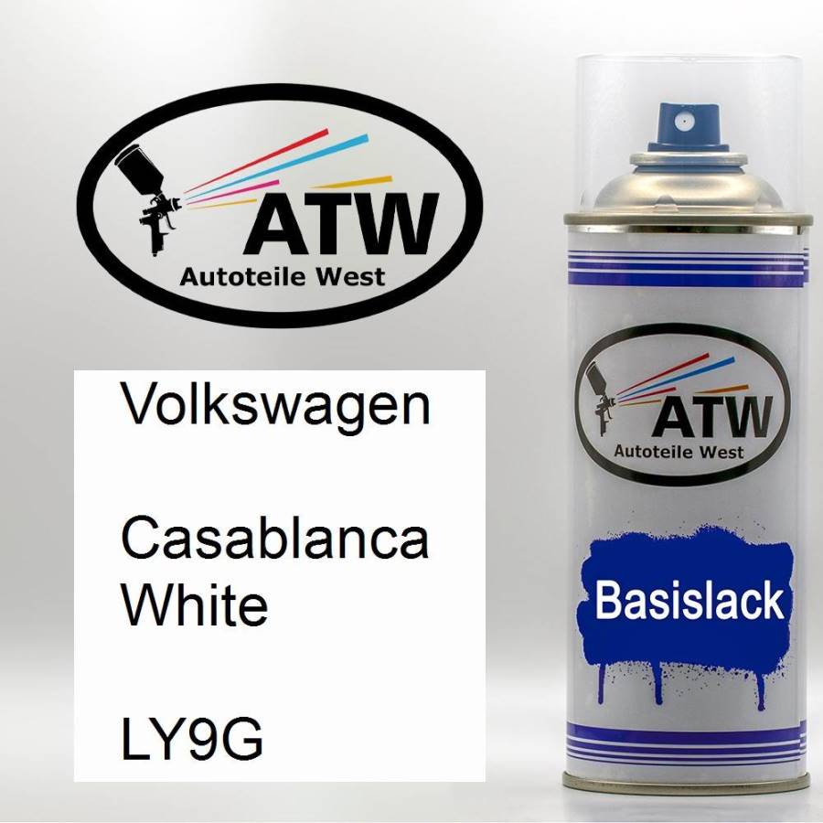 Volkswagen, Casablanca White, LY9G: 400ml Sprühdose, von ATW Autoteile West.